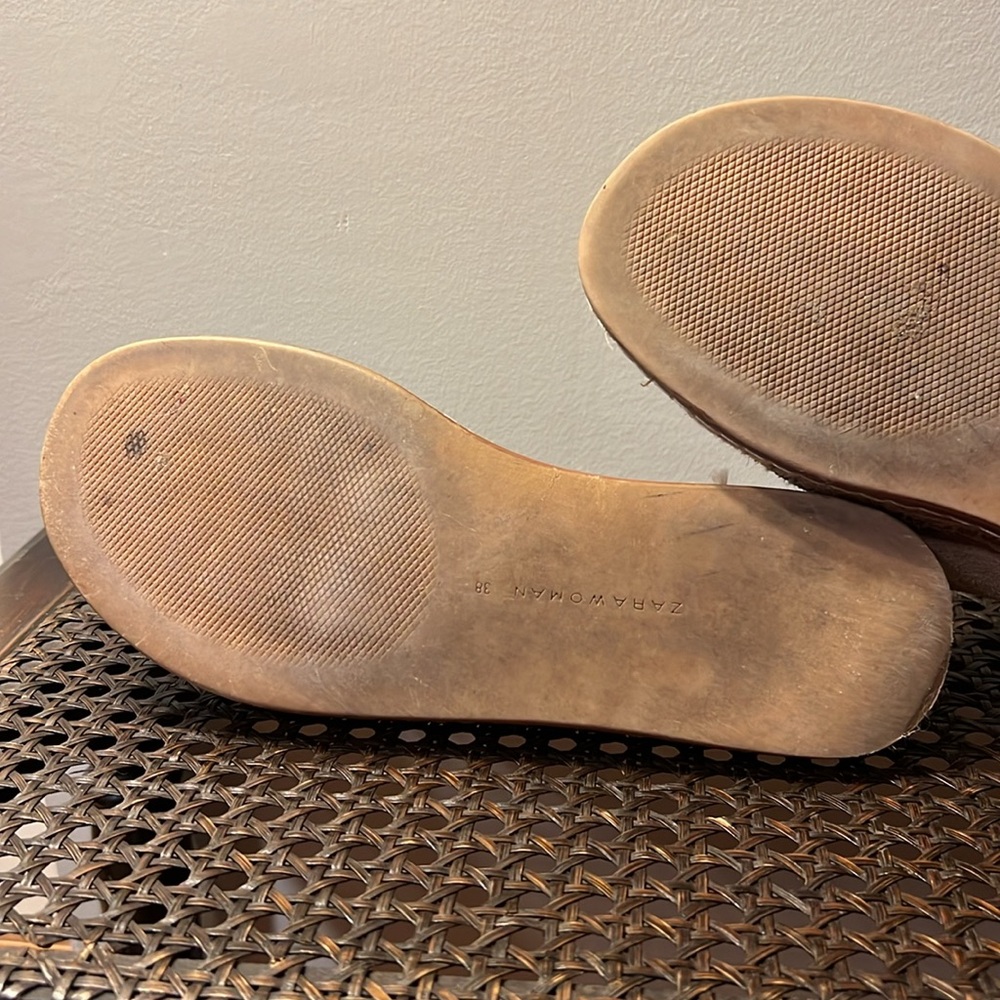 Zara Suede Genuine Leather Double Buckle Sandals - Picture 6 of 9